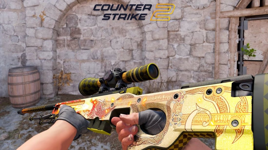 CS2 AWP Dragon Lore sniper rifle in-game